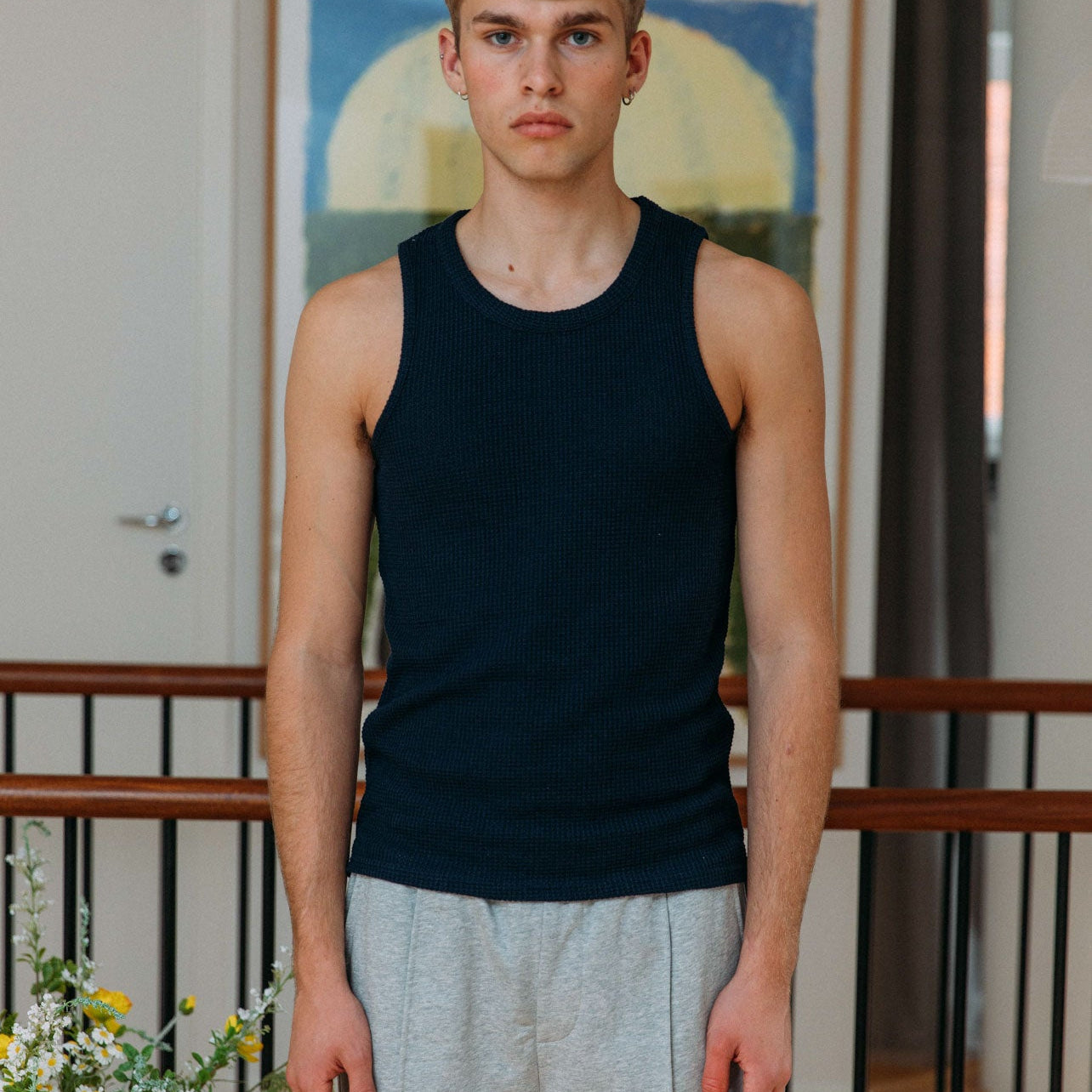 Andersen Waffle Tank, Navy