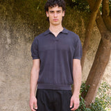 James Open Knit Polo, Navy