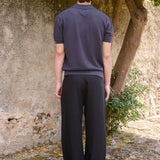 James Open Knit Polo, Grey