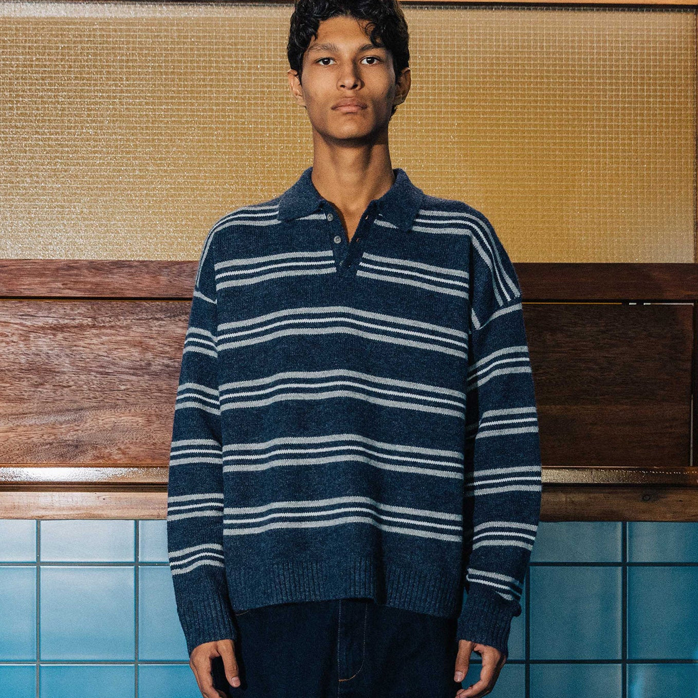 Myles Polo Knit, Navy